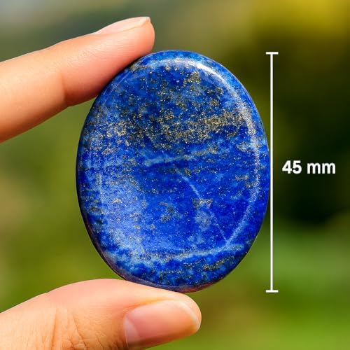 Lapis Lazuli Worry Stone – Natural Thumb Palm Stone for Inner Wisdom, Confidence & Intuition – Deep Blue Pocket Crystal for Focus & Calm