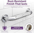 16 Inch Grab Bars for Bathtubs and Showers - Chrome Knurled Bathroom Safety Rail Handle - Non Slip Textured Grip Handicap Grab Bar for Seniors, 250 lbs Weight Support Capacity