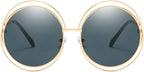 Dollger Metal Double Circle Wire Frame Oversized Round Sunglasses for Women