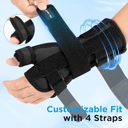 NEENCA Carpal Tunnel Wrist Brace with Thumb Support, Medical Grade Night Support Thumb Spica Splint for Arthritis, Tendonitis & De Quervain’s ((XL/XXL/XXXL, Right Hand))