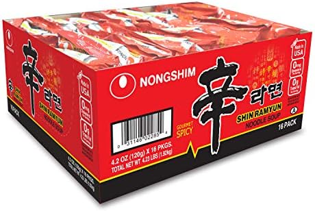 Nongshim Shin Noodle Ramyun, Gourmet Spicy Picante, 4.2-Ounce Packages (Pack of 16)