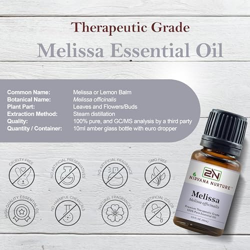 Melissa Essential Oil, 100% Pure Undiluted, Aromatherapy Oil for Diffuser, Hair & Skin Care
