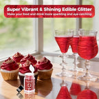 CRPTHE Red Luster Dust Edible 5g, Edible Glitter for Drinks, Food Grade Glitter Shimmer Sprinkle Powder for Cocktails, Baking, Beverages, Cakes, Strawberries, Cookies, Fondant, Vegan