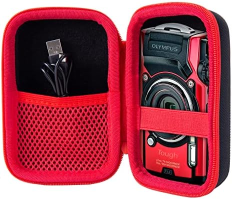Aenllosi Hard Carrying Case Compatible with OLYMPUS Tough TG-6 / OM System Tough TG-7 Waterproof Camera(Case Only,Red)