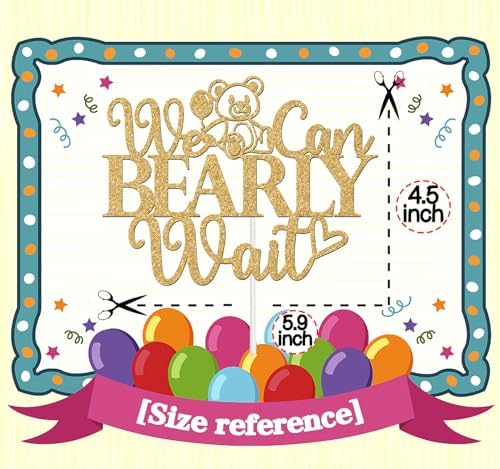 Bear Theme We Can Bearly Wait Cake Topper, Newborn Baby Decoration, Welcome Baby Cake Topper, Gender Reveal/Baby Shower Party Decorations Supplies