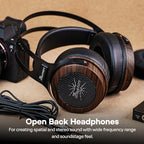 Linsoul Kiwi Ears Altruva Over Ear Headphone, Hi-Fi 50mm Dynamic Driver Monitoring Headphones (Blackwood) Tripowin Nova Monitor Headphone Cable, Over-Ear Wire (3.5mm, Black)