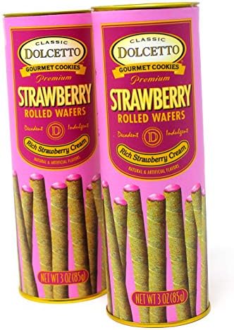 Classic Dolcetto Gourmet Cookies Premium Rolled Wafers (85g) 3 oz. (Strawberry)