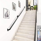45 Inch Black No-Slip Hand Rails for Indoor Stairs, Wall Mount Staircase Handrail - Outdoor Metal Stair Railing, Iron Banister Rail, Outside Safety Grab Bar for Elderly or Disabled