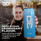 3D Energy Drink – Sugar Free, 200mg Caffeine, Pre Workout, Taurine, L-Carnitine, Lightly Carbonated, 16oz Cans, 12 Pack - Blueberry Mist