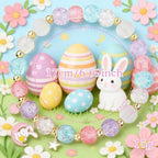 Easter Bracelet, Easter Gifts Cute Bunny Beaded Stretch Rabbit Charm Holiday Party Jewelry