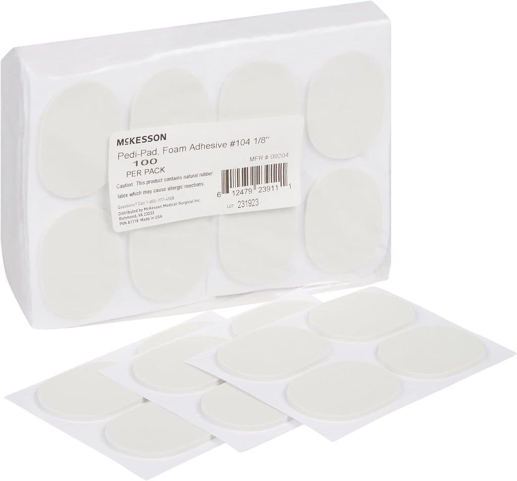 McKesson Pedi-Pad, Foam Adhesive, Reduce Pain from Plantar Fasciitis, Heel Spurs, Achilles, Tendinitis, 100 Count