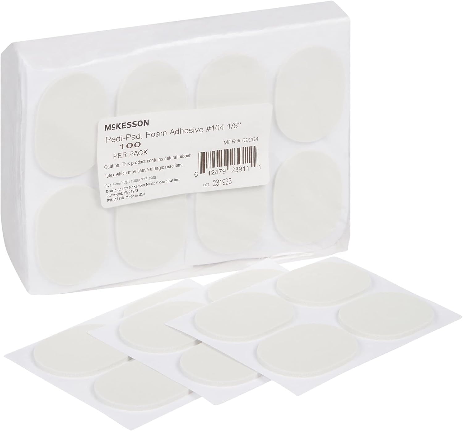 McKesson Pedi-Pad, Foam Adhesive, Reduce Pain from Plantar Fasciitis, Heel Spurs, Achilles, Tendinitis, 100 Count