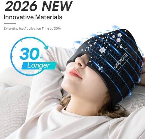 ONLYCARE Migraine Relief Cap, Upgraded Odorless Migraine LCE Head Wrap, Headache Relief Hat for Migraine