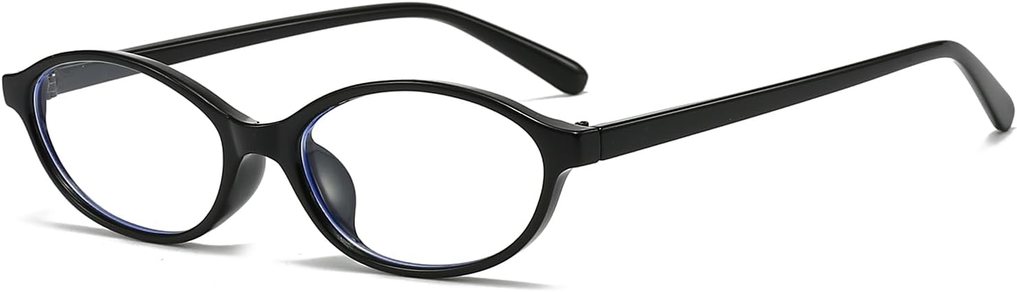LJCZKA Oval Blue Light Blocking Glasses for Women Men Retro Small Oval Frame Y2K Cat Eye Computer Eyeglasses Clear Lens