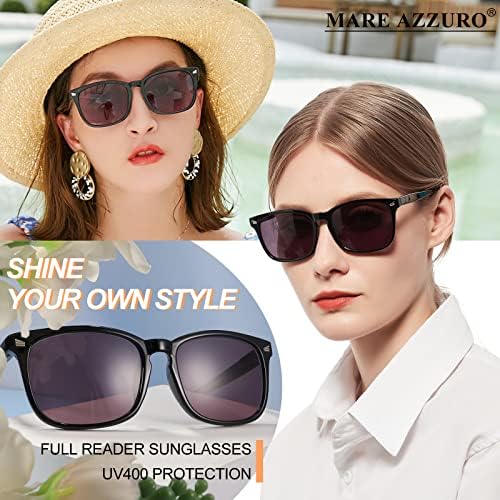 MARE AZZURO Sunglasses Readers for Women 50 75 100 125 150 175 200 225 250 275 300 325 350 375 400 (Black, 2.00)