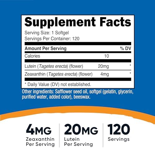 Nutricost Zeaxanthin with Lutein 20mg, 120 Softgels - Potent, Non-GMO, Gluten Free