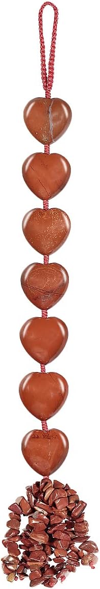 Love Heart Crystal Stone Hanging Ornament for Window, Car, Door, Wall Home Decor, Reiki Meditation Tool, Red Jasper