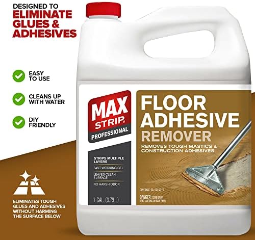 Max Strip Floor Adhesive Remover - 1 Gallon - Professional Fast Working Gel Strips Multiple Layers - Removes Tough Mastics and Construction Adhesives - No Harsh Odor Leaves Surface Clean