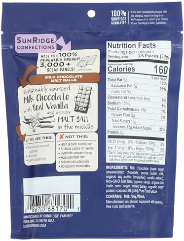 SUNRIDGE FARMS Milk Chocolate Malt Balls, 7 OZ