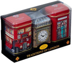 London Icons 3x Mini Tea Tins with Fine English Loose Tea (Big Ben, Red London Bus, Telephone Box)