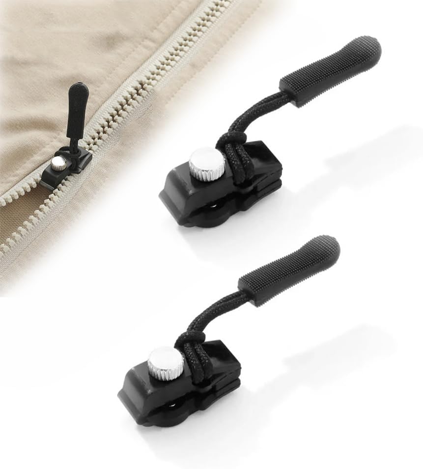 Universal Zipper Repairer,Universal Mini Adjustable Zipper Restorer Non-Slip Metal Universal Zipper Repair Replacement Head,Instant Zipper Fix (Black, 2Pcs-S)