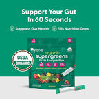 Zena Nutrition Organic Super Greens Powder, 70+ Superfoods, 0 Sugar, 3g Fiber, Spirulina, Chlorella, Mushrooms, Prebiotics/Probiotics, Digestive Enzymes, Gut Health, Mixed Berry, 30 Drink Mix Packets