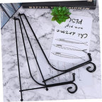 STOBAZA 2pcs Black Wrought Iron Plate Display Stand Decorative Dish Rack for Home for Showcasing Plates Photos and Crafts Desktop