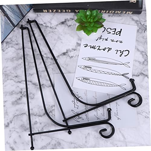 STOBAZA 2pcs Black Wrought Iron Plate Display Stand Decorative Dish Rack for Home for Showcasing Plates Photos and Crafts Desktop