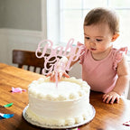 Pink Baby Girl Cake Topper Acrylic Baby Shower Cake Decor for Gender Reveal Welcome Baby Girl Birthday Cake Party Decorations Supplies