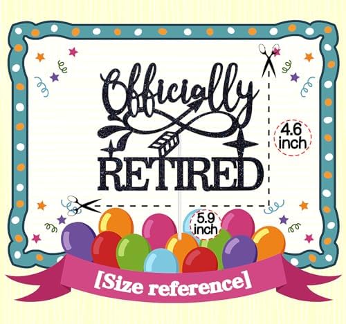 Officially Retired Cake Topper, The Legend has Retired/Rude That You're Leaving but Ok, Happy Retirement Party Decoration Supplies, Black Glitter
