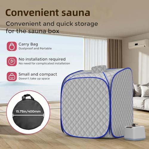Portable Steam Sauna at Home, 9 Levels Heating, Sauna Tent for Home with Steamer and Folding Chair, Sauna for Relaxation, Detoxification, Spa
