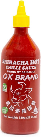 [MISHIMA] OX Brand Sriracha Hot Chili Sauce | Authentic Thai Flavor | Gluten-Free | Vegan | Halal-Certified | Spicy Culinary Delight (29.25oz x 1 Bottle)