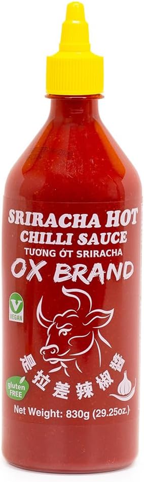 [MISHIMA] OX Brand Sriracha Hot Chili Sauce | Authentic Thai Flavor | Gluten-Free | Vegan | Halal-Certified | Spicy Culinary Delight (29.25oz x 1 Bottle)