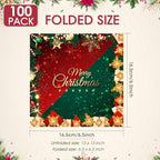 100Pcs Christmas Paper Napkins Red and Green Christmas Party supplies Disposable 2-Ply Holiday themed napkins for Winter Xmas Holiday New Year Family Gathering Party Supplies
