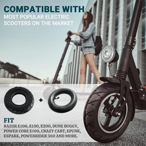 AR-PRO 200X50 / 8" X 2" | 2 Tire & 2 Inner Tube Set - Electric Scooter Tire Tube Compatible with Razor E100, E150, E200, Power Core E100, Dune Buggy, ePunk, Crazy Cart, PowerRider 360, eSpark