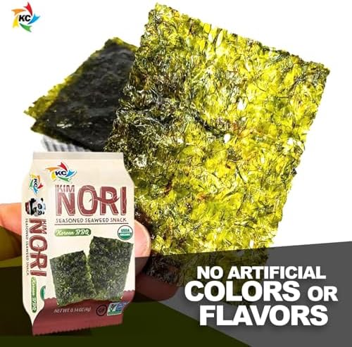 KIMNORI Premium Organic Seaweed Snacks – Crispy Korean BBQ (KBBQ) Laver, Keto, Vegan & Low Calorie Superfood, 24 Pack Family Size (4g/0.14 Ounce)