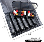 Quacc 1 PCS Weekly Pill Box Organizer 7 Day 3 Times Portable Travel Medicine Pill Organizer Tablet Box for Gel Capsules, Fish Oils, Vitamins, Supplements (Black)