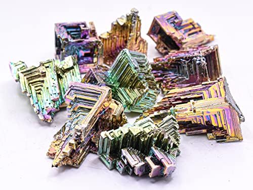 1PC Rainbow Bismuth Bi Crystal Specimen up to 99.99% Pure Natural Iridescent Sparkling 83 Periodic Table Metal Element Science Education Collectible Decor Mineral