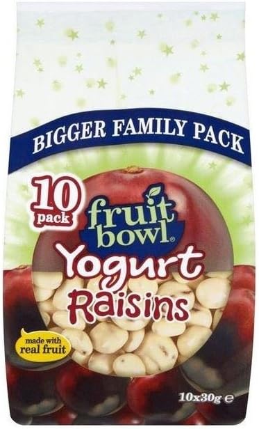 Fruit Bowl Fruit Flakes Raisins with Yogurt Coating (10x30g) - Pack of 6