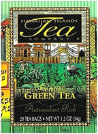 Hawaiian Islands Tea Company Organic Green Tea, All Natural - 20 Teabags (1 Box)