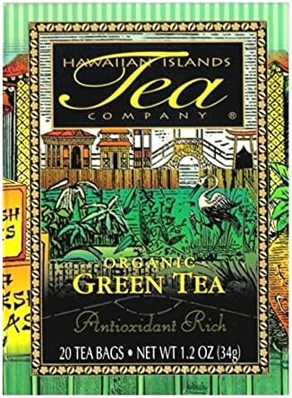 Hawaiian Islands Tea Company Organic Green Tea, All Natural - 20 Teabags (1 Box)