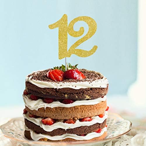 Numbrer 12 Cake Topper for Happy 12th Birthday or Anniversary Party Decoration Supplies