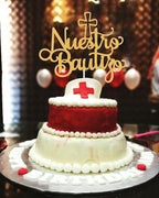 Gold Nuestro Bautizo Cake Topper - Spanish Baptism Glitter Cake Decorations, Mi Bautizo Cake Topper, Baby Shower Party Decoration Supplies