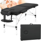 Dkeli Massage Table Foldable 73 Inch Massage Bed Portable Adjustable 2 Fold Salon Bed with Aluminium Legs, Face Cradle, Carry Case Tattoo Table Facial Table Hold Up to 450LBS, Black