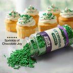 Green Sprinkles – 3 oz Bottle Green Jimmies for Decorating Cookies, Cupcakes & Cakes | Perfect Dessert Topping for Baking, Holidays & Golf-Themed Celebration
