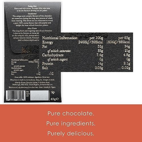 Firetree Solomon Island Guadalcanal 100% Dark Chocolate 3 Pack - UK Chocolate - Premium, Craft, Artisanal, Direct-Trade, Single-Origin, Bean-to-bar - Vegan, Keto, Paleo, Kosher, Halal, Soy-Free, Gluten-Free, Dairy-Free, Nut-Free - Bundle