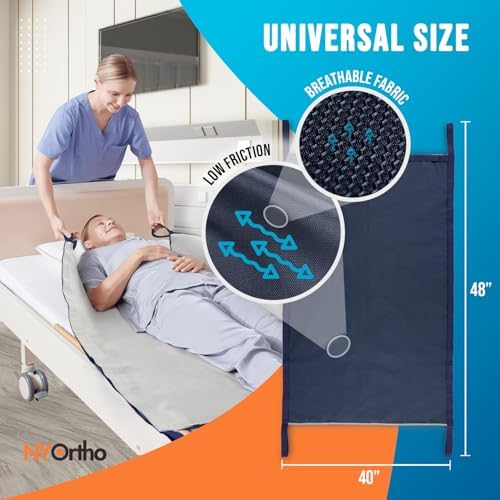 NYOrtho Bed Positioning Pad for Elderly - 35 X 55'' Glide Transfer Sheet - Reusable Low-Friction Transfer Pads for Patients with 12 Ergonomic Handles - Supports Up to 575 Lbs