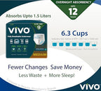 VIVO Organic Cotton Sensitive Skin Overnight Adult Incontinence Pullup Underwear, Women & Men, Medium 22 Count
