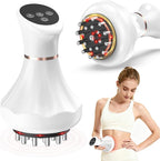 Lymphatic Drainage Massager & Anti Cellulite Massage Tool, Body Sculpting Machine with Light, Soothing Pulse, Heat & Vibration, Heated Lymph Brush for Legs, Hip, Arms, Belly (White)