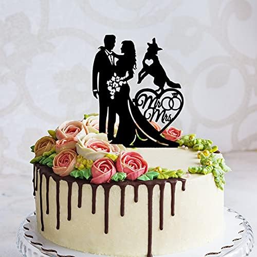 Custom Wedding Cake Topper With Dogs Bride And Groom With German Shepherd Heart Dog Cake Topper Personalized Wedding Topper Couple With Pet Cake Toppers Ideal Gift for Wedding Anniversary